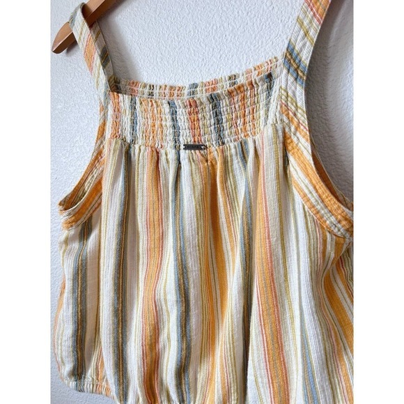 Prana Womens Size Large Tank Top Striped Organic Cotton Little Palm Cami Yellow - Picture 5 of 7